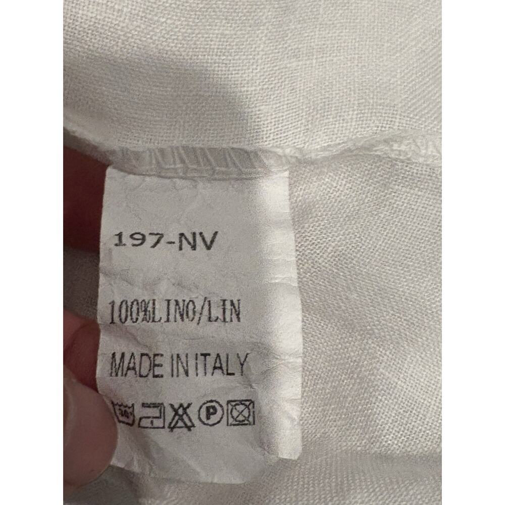 Meo Meli 100% Linen Shirt Dress Button Front Lagenlook White ONE SIZE Italy Made - Picture 7 of 8